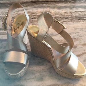 Michael Kors Espadrille Wedge Gold Sandals